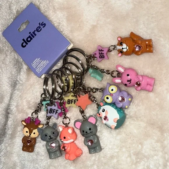 Cute Claire's Animal BFF Rhinestone Keychains, Set of Eight NWT Great Gifts 👯‍♀️ - Picture 3 of 4